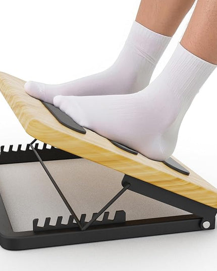 Ergonomic Foot Rest to Improve Posture-Adjustable Under Desk Foot Stool with 7 Angle Settings,Non-Slip Wooden Surface & Sturdy Metal Frame,Ideal for All-Day Comfort at Office or Home