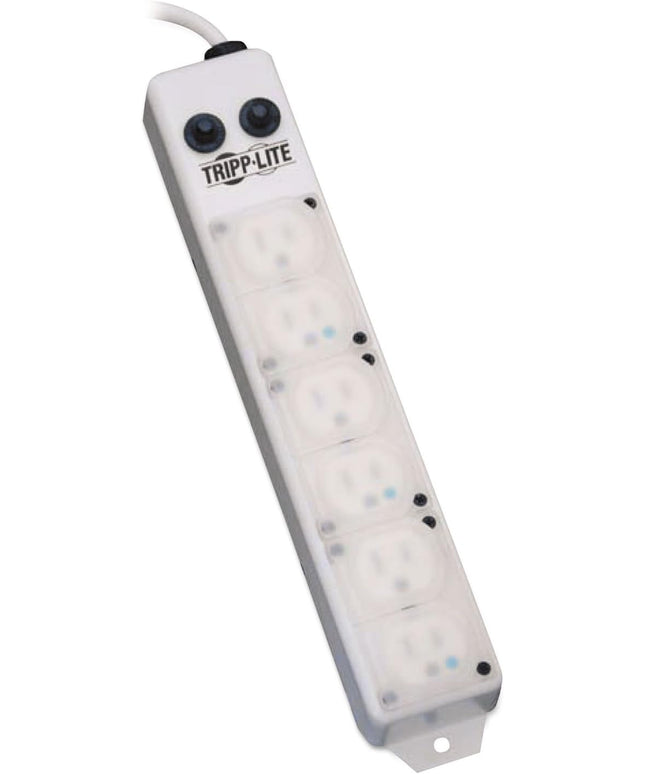 Tripp Lite Safe-IT Medical-Grade Power Strip for Patient-Care Vicinity, 6 15A Hospital-Grade Outlets, 15ft. Cord, UL 1363A, White, (PS-615-HG-OEM)