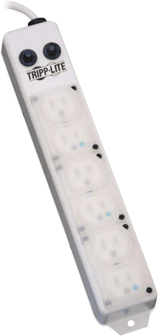 Tripp Lite Safe-IT Medical-Grade Power Strip for Patient-Care Vicinity, 6 15A Hospital-Grade Outlets, 15ft. Cord, UL 1363A, White, (PS-615-HG-OEM)