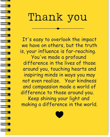 Thank You Yellow Hardcover 160 Pages Spiral Notebooks, Funny Thank You Gifts for Women Men Coworkers Leader Mentor, Appreciation Gifts for Employees, Thanksgiving Gifts for Colleagues Leaders