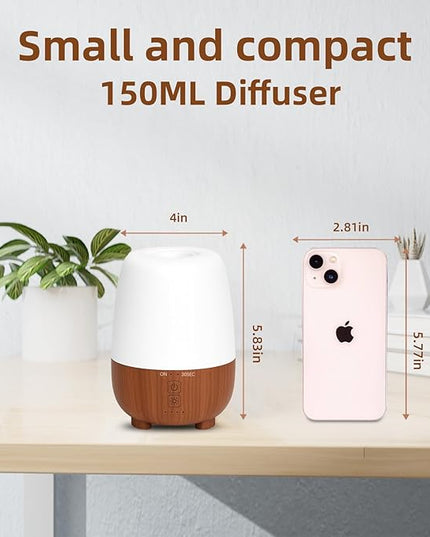 SEEDSEEL 150ML Rechargeable Battery Operated Essential Oil Diffuser, Portable Cordless Aromatherapy Diffuser,7-Hour Runtime with 7 LED Color Changing Lightsfor Home,Office,Outdoor