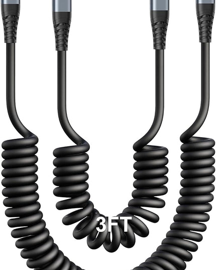 KIYODA USB C to USB C Cable [3FT+6FT], 2Pack Coiled USB C Charger Cable for Car, Type C Fast Charging Cable Compatible with iPhone 17/16/ 15/Plus/Pro/Pro Max/MacBook Pro 2020/Samsung Galaxy S23