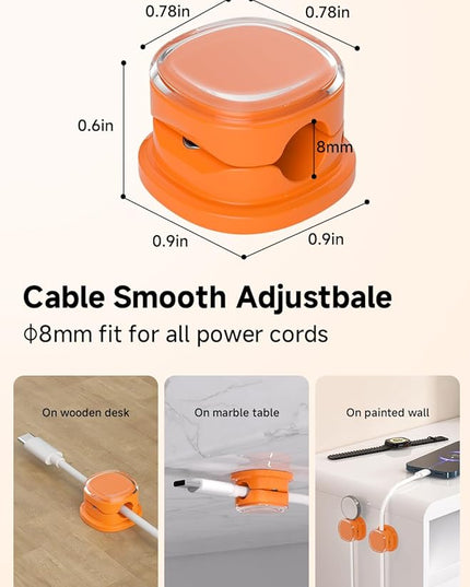Magnetic Cable Clips, Adjustable Cord Holder Management, Adhesive Wire Keeper Organizer for Home Office Desk Phone PC Car Wall Desktop Nightstand Appliance (9-PCS Orange)