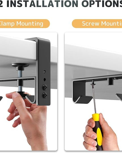 No Drill Under Desk Cable Management Tray - 36" Clamp/Screw Desk Cord Management, Premium Fabric Cable Racyway for Office & Home
