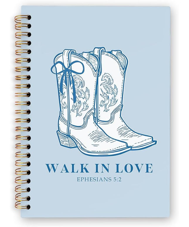 dvhdajed Western Cowgirl Spiral Notebook, Walk in Love Cowgirl Journal Notebooks, Western Preppy Spiral Journal for Girls Women, Cowgirls Office School Supplies Gifts, 5.5x8.3 In