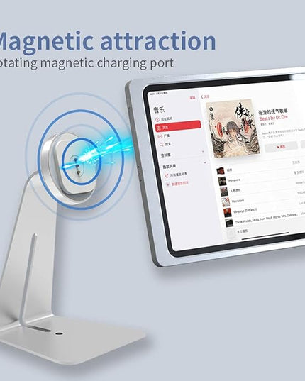 Magnetic Stand on Desk with Charging Case A8 for iPad (A16/ 10th Generation) 10.9-Inch, Classic L Shape, Sturdy Metal Base, Strong Magnets, 360 Rotation, 90 Tilt