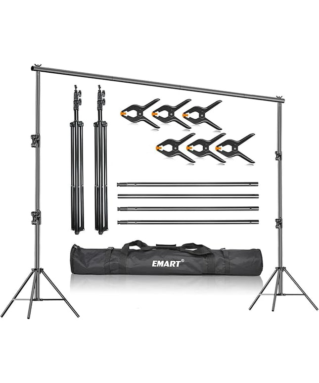 EMART Heavy Duty Background Stand, 9.2 x 10ft Adjustable Backdrop Support System Kit with Carry Bag for Photography