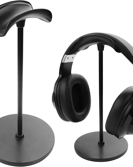 YAODHAOD Desktop Headphone Stand, Aluminum Alloy Headset Stand for Desk with Curved Headphone Rest & Anti-Slip Base,Heavy Base Desk Stand Headphones Support Accessory (Black)
