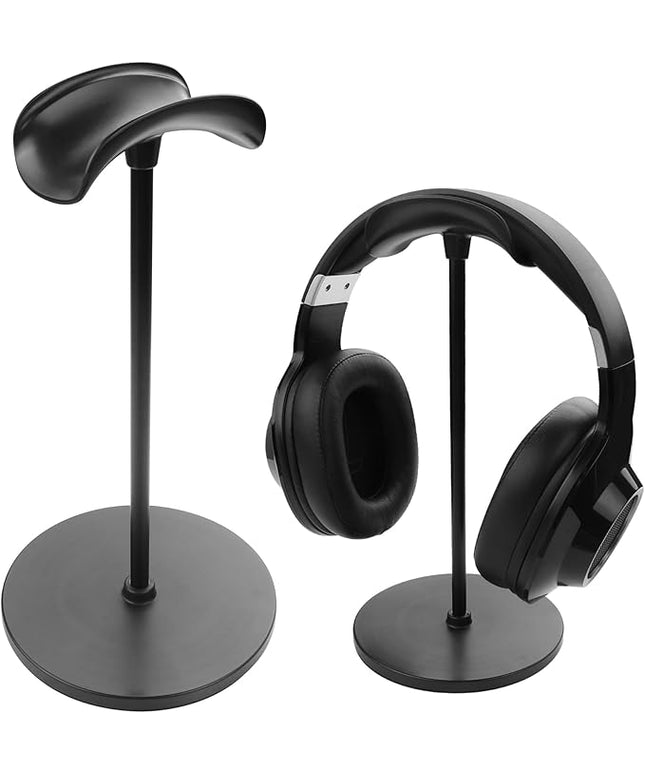 YAODHAOD Desktop Headphone Stand, Aluminum Alloy Headset Stand for Desk with Curved Headphone Rest & Anti-Slip Base,Heavy Base Desk Stand Headphones Support Accessory (Black)