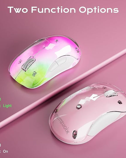 memzuoix 2.4G LED Wireless Mouse, Rechargeable Ergonomic Mouse with Detachable Cover, 1200 DPI Portable Optical Computer Mouse with USB Receiver for Laptop, PC, Desktop and MacBook, 5 Buttons-Pink