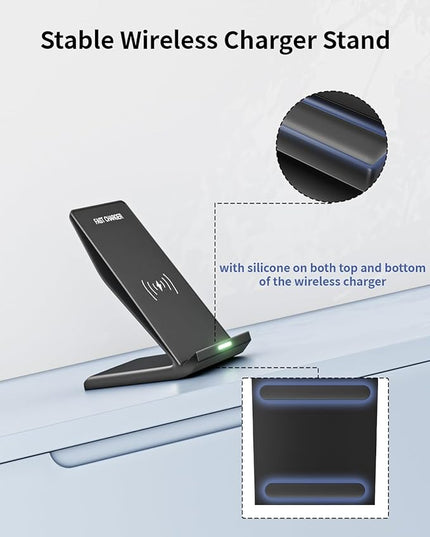 Wireless Charger Stand, 15W Fast Phone Wireless Charging Stand Station with 20W USB C Brick for Samsung W26/S25 Ultra/S24+/S23/S22+/S21, iPhone Air/17 Pro Max/16/15/14/13/12 with Sleep-Friendly Light