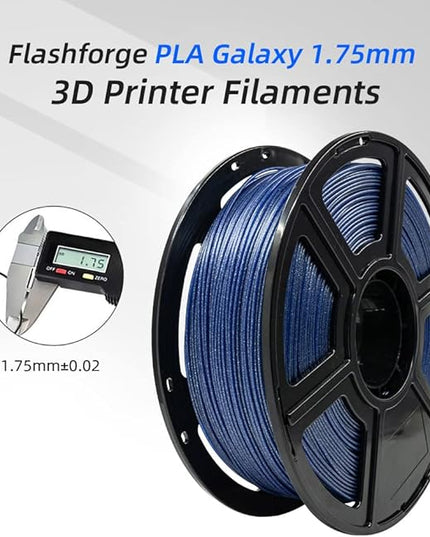 FLASHFORGE PLA Filament 1.75mm Galaxy Blue, 3D Printer Filament with Silver Glitter 1kg (2.2lbs) Spool, Dimensional Accuracy +/- 0.02mm, Shimmering 3D Printing Filament for Unique Finish