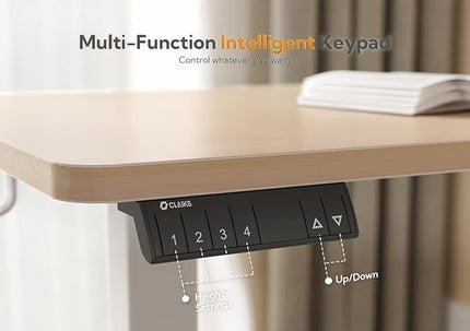 Claiks L Shaped Standing Desk Adjustable Height, Dual Motor Electric Corner Standing Desk, 63x55 inch Sit Stand up Desk with Splice Board, Nature