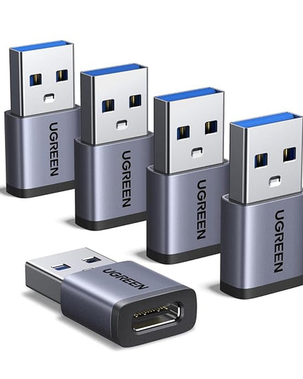 UGREEN USB to USB C Adapter 5 Pack, 10Gbps USBC Female to A Male Adapter, Type C USB C Cable Converter for iPhone 17 16 15 14 13 Plus Pro Max,iPad Air Mini 6 7,Samsung Galaxy S23 S24,iPad Air