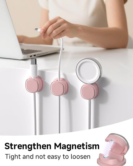 Magnetic Cable Clips, Adjustable Cord Holder Management, Adhesive Wire Keeper Organizer for Home Office Desk Phone PC Car Wall Desktop Nightstand Appliance (9-PCS Purple)