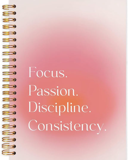 Pink Aura Inspirational Spiral Journal Notebook 5.5x8.3in, Motivational Journal for Women, Focus Passion Discipline Consistency Notebooks for Note Taking, Pink Aesthetic Hardcover Notebook
