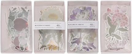 Healvian 4pcs Floral Scrapbook Stickers Set for DIY Journaling and Album Decoration, Creative Flower Stationery Patches for Crafting and Scrapbooking Enthusiasts