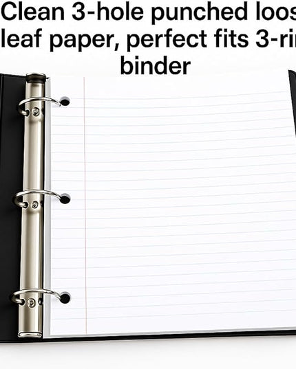 WritePads Loose Leaf Notebook Paper, 8"x10-1/2" Wide Ruled Lined Paper, Bulk Filler Paper, 3 Hole Punched For 3 Ring Binder, 150 Sheets/Pack, 24PK Per Carton, 3600 Sheets, Made In USA