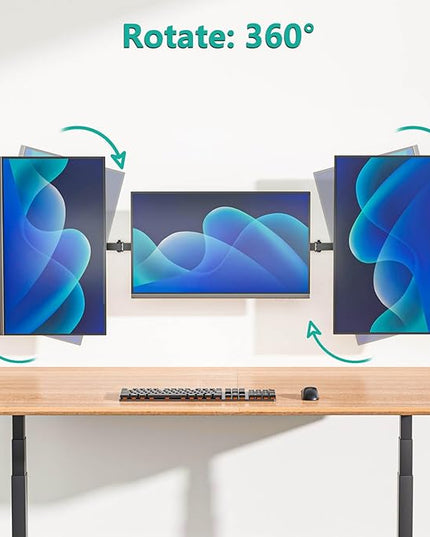 WALI Triple Monitor Wall Mount for 17 to 32 Inch, Computer Monitor Arm for 3 Screens, Swivel Tilt Wall Mount with Mounting Holes 75x75/100x100mm, Per Arm Holds Up to 15.4lbs (013ARM), Black