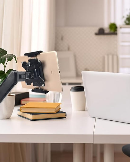 Universal VESA Mount Adapter for Tablets – Spring Clamp Holder for iPad and Portable Monitors up to 15.6″ – Fits VESA 75x75 & 100x100 – Compatible with Surface, Galaxy Tab, and 2-in-1 Laptops