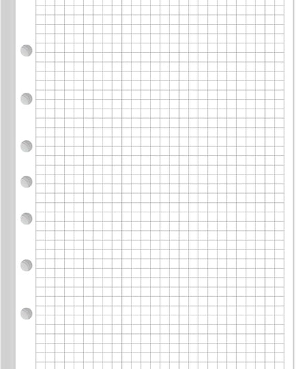 A5 Grid Refill Paper, 7-Hole Graph Paper, 100Sheets / 200Pages Loose-Leaf Grid Paper, 100gsm White Paper, 5.8" x 8.3 "