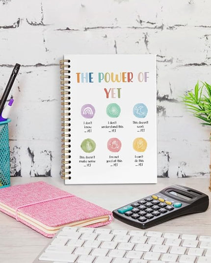 dvhdajed Mental Health Inspirational Spiral Notebook, the Power of Yet Growth Mindset Journaling Notebooks, Therapy Spiral Journal for Girls Women, Psychology Office School Supplies Gifts, 5.5x8.3 In