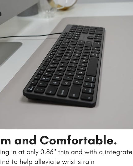 Macally Backlit Mac Keyboard - Quiet, Sleek, and Functional - 3 Brightness Levels, 107 Keys, 5ft USB Wired - Apple Keyboard - Backlit Wired for Mac, iMac, MacBook Pro/Air - Space Gray