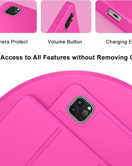 ZryXal iPad Pro 11 Inch Case (M5) 2025/ (M4) 2024 (Model: A2836/A2837/A3006), Trifold Stand Smart Cover with Pencil Holder and Soft TPU Back, Auto Wake/Sleep (Rose Red)