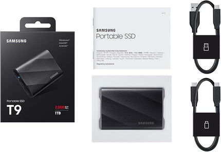 SAMSUNG T9 Portable SSD 4TB, USB 3.2 Gen 2x2 External Solid State Drive, Seq. Read Speeds Up to 2,000MB/s for Gaming, Students and Professionals,MU-PG4T0B/AM, Black (pack of 1)