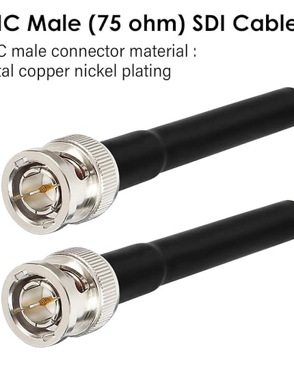 XRDS -RF 6FT SDI Cable, 3G/6G-SDI Cable BNC Digital Video Cables 75 Ohm RG59 BNC Male Cables for 3G/6G HD SDI Monitor Video Recorder Converter Splitter Security Camera