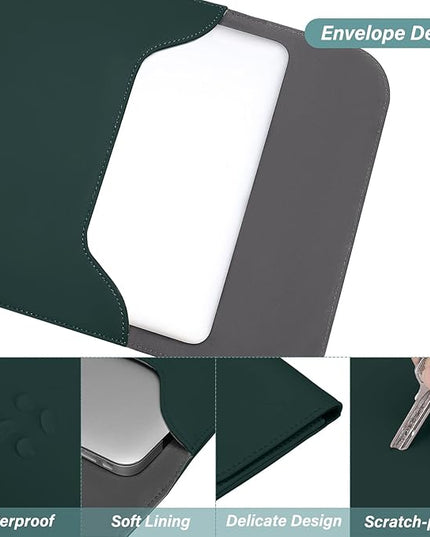 MOSISO Laptop Case 13 inch, 13 inch Laptop Sleeve Compatible with MacBook Air M4 M3 M2 M1 2025-2018 / Pro M2 M1 2025-2016, Faux Suede Leather Case with Small Bag, Peacock Green