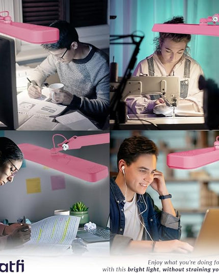 Neatfi XL 2,500 Lumens LED Task Lamp, 22 Inches Wide, 30W, 162 Pcs SMD LED, Eye-Caring, Desk Light with Clamp for Home, Office, and Study Room (Non-CCT, Pink)