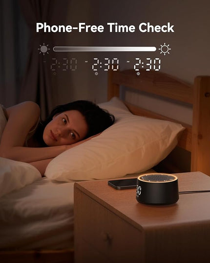 Dreamegg Sound Machine for Sleep - D1 Nova White Noise Sound Machine for Baby Adult with Alarm Clock, Soothing Sounds, Dimmable, White Noise Alarm Clocks for Bedrooms Heavy Sleepers Travel, Black