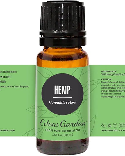 Edens Garden Hemp Essential Oil- 100% Pure Premium Grade, Undiluted, Natural, Therapeutic, Aromatherapy, The Best for Diffuser, Skin, Humidifiers, Kid Safe 10 ml (.33 fl oz)