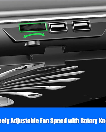 Adjustable Laptop Cooling Pad - Quiet Aluminum Alloy Fan Riser Base, High Airflow Computer Cooler, Ergonomic Design, Ideal for Laptops, Keyboard, Phone, Tablet, Books, Home, Workplace, Dormitory Use