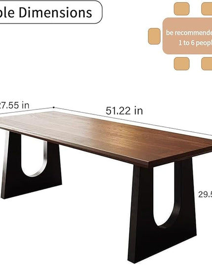 Wooden Executive Office Desk Computer Table Multi-Sized High Cost Performance Stylish Design Metal Legs Versatile Use for Office or Dining Casual Table (Walnut Color, 55.12in)