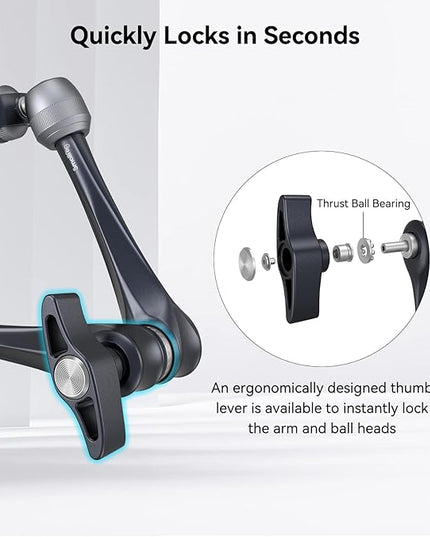 SMALLRIG Rosette Magic Arm 11 Inch with Ball Head, 1/4"-20 Screws, and Anti-Twist Pins, for Cameras/iPads/Monitors/LED Lights/Smartphones/Action Cameras, Max Load Capacity 3kg