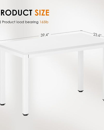 DlandHome 39 inches Small Computer Desk for Home Office Activity Table Writing Table for Small Spaces Study Table Student Laptop Desk White DND-AC3DW-100