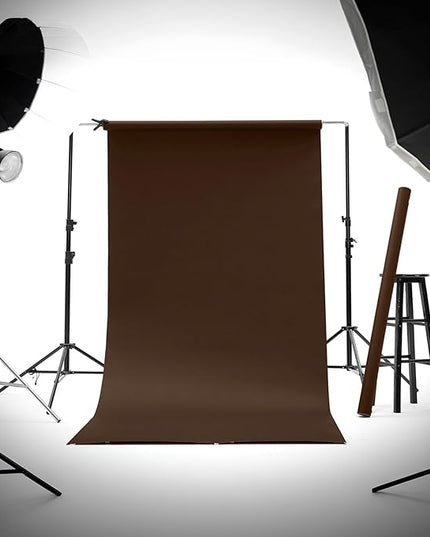 Kate Seamless Paper Backdrop Brown Paper Backdrop Seamless Backdrop Paper Rolls (53''x16.4' Coco Brown)