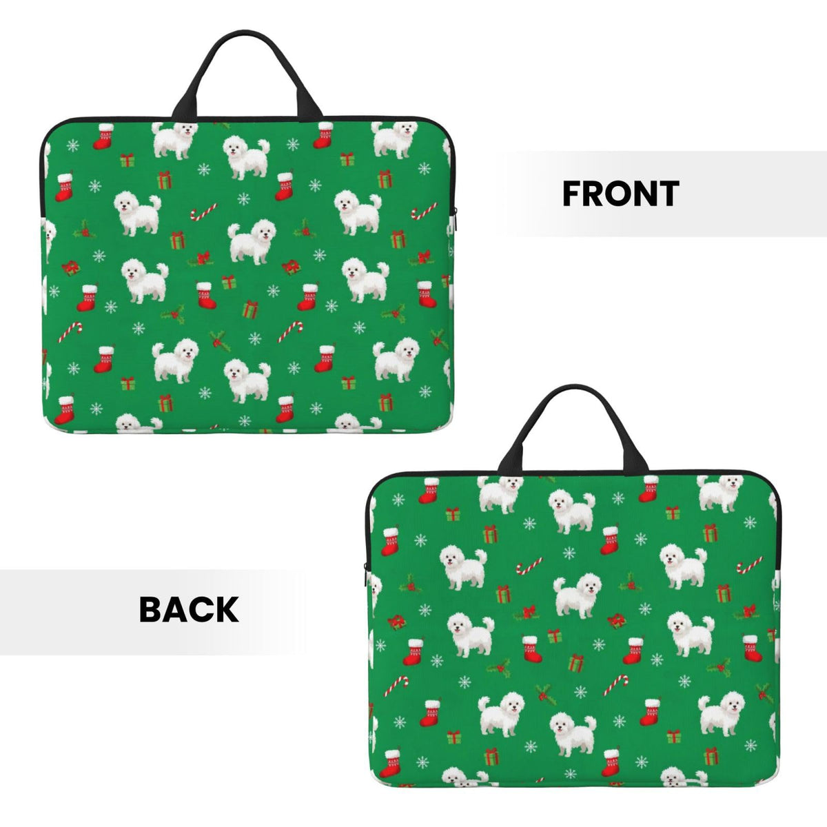 VAFZASC Laptop Bag 14 Inch, Great Pyrenees Lovely Christmas Holiday Red Green Protective Laptop Case Sleeve Compatible with Macbook Air, Waterproof Computer Bag Slim Briefcase for Men Women