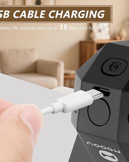 Mini 12-Sided Cube Timer with Preset Countdowns of 1-3-5-10-15-20-25-30-45-60-90 Minutes, Rechargeable Time Management Tool for ADHD, Study, Cooking, Focus (Grayish White)