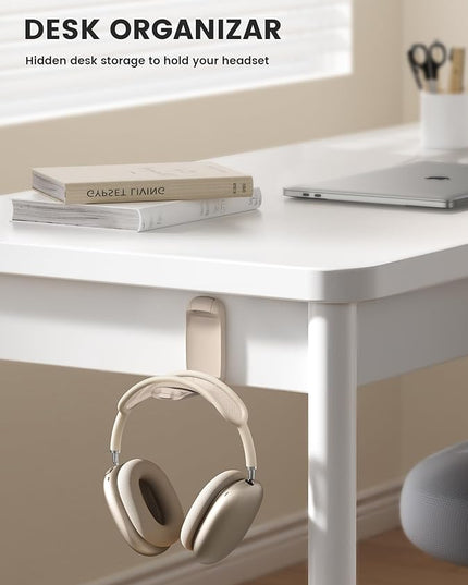 Lamicall Headphone Stand, Sticky Headset Holder - Foldable Headphone Holder Hook Mount, Adhesive Headset Hanger Clip Under Desk, Earphone Clamp for Airpods Max, HyperX, Sennheiser, Khaki
