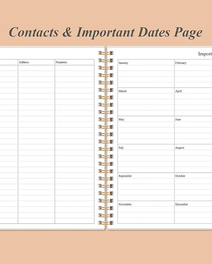 Daily Planner Undated - A5 To Do List Notebook Hourly Schedules, Spiral Appointment Planner for Women and Men, PVC Hardcover, Inner Pocket, Elastic Closure, 5.8" x 8.3", Rose Leaf