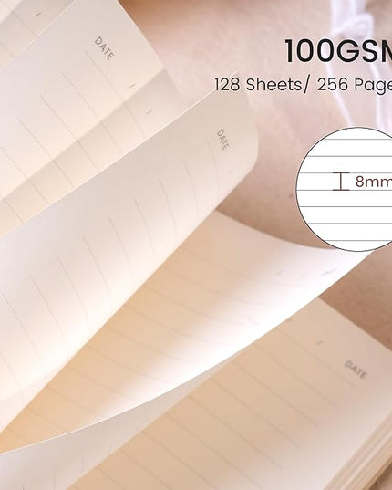 CAGIE Lined Journal Notebook for Women Girls, A5 Hardcover Linen Journals For Writing 256 Pages, Aesthetic Womens Diary, Gifts 8.3'' x 5.7'' Purple