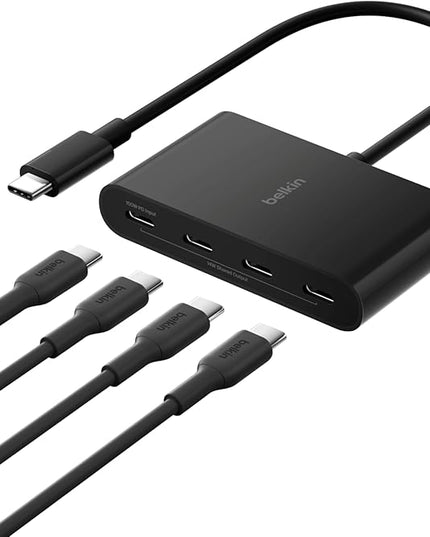 Belkin Connect 4 Port USB C Hub - Multiport Adapter Dongle with 4 USB C 3.2 Gen 2 Ports - High Speed 10G Data Transfer for Laptop, MacBook, iPad, PC, and More - 100W PD