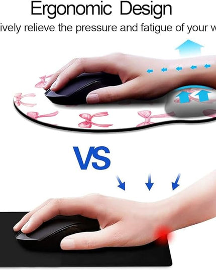 Ergonomic Mouse Pad with Wrist Support,Mouse Pad with Wrist Rest,Relieve Wrist Pain Mousepad Non-Slip Rubber Base,Mouse Pads for Desk,Computers,Laptop,Office,Home,Accessories Cute Pink Bow