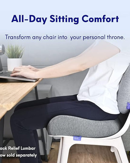 C CUSHION LAB Patented Pressure Relief Seat Cushion for Long Sitting Hours on Office/Home Chair, Car, Wheelchair - Extra-Dense Memory Foam for Hip, Tailbone, Coccyx, Sciatica - Light Grey