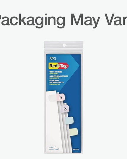 Redi-Tag Write-On Tabs, Permanent Adhesive Index Tabs, Assorted Pastel Colors: Pink, Purple, Blue, Teal, Green, 1" x 7/16", 390 Pack (1009307)