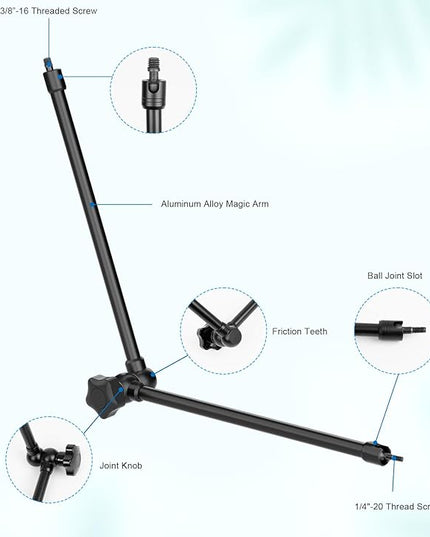 Mippko Microphone Stand Holder,21.5" Long Flexible Adjustable Magic Arm Super Crab Clamp Mic Clip 3/8"-16 to 5/8"-27 Adapter Mount,Compatible with Shure/Fifine /AT2020 /Pyle/Blue Snowball/Razer