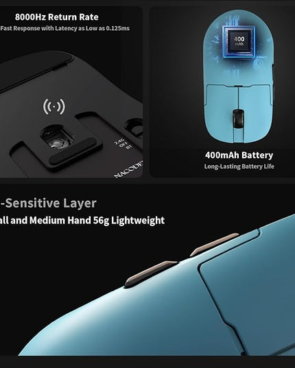 AJAZZ AJ159 APEX Wireless Gaming Mouse 2.4G Wired BT|RGB Magnetic Screen Charging Dock|Lightweight|42K Optical Tracking|400mAh Battery |PAW3950APEX Sensor.